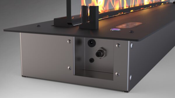 SMART 1100 detail 02 Attacchi per alimentazione elettrica, tubo bioetanolo e domotica