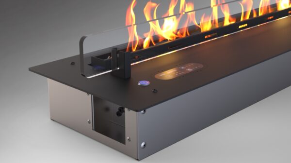 SMART 1100 detail Dettaglio bruciatore in prospettiva con fuoco acceso