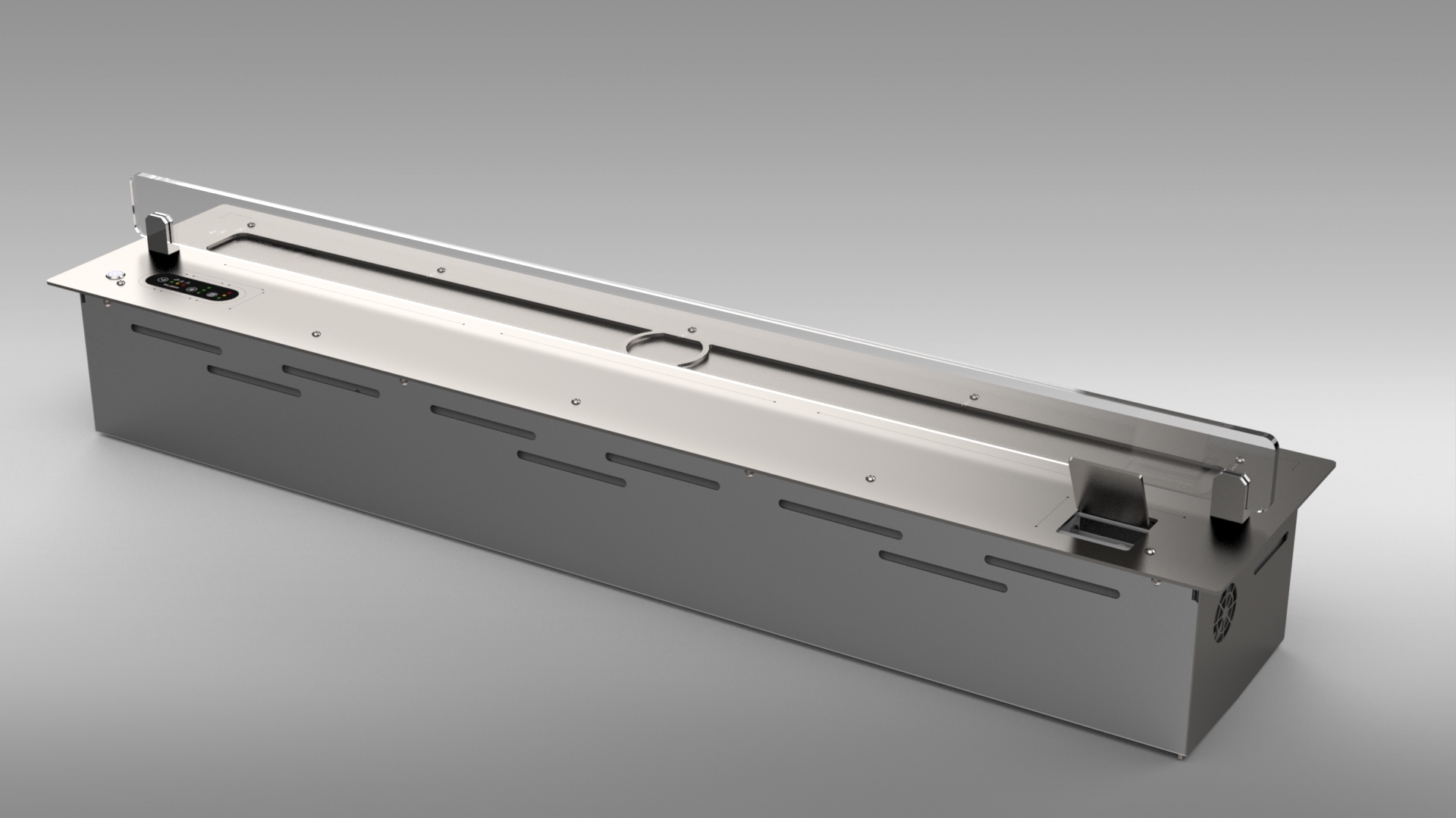 BR1100A INOX SPORTELLO Bruciatore spento visto in prospettiva